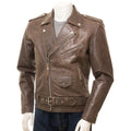 MEN ANTIQUE BROWN LEATHER JACKET BALLSTON