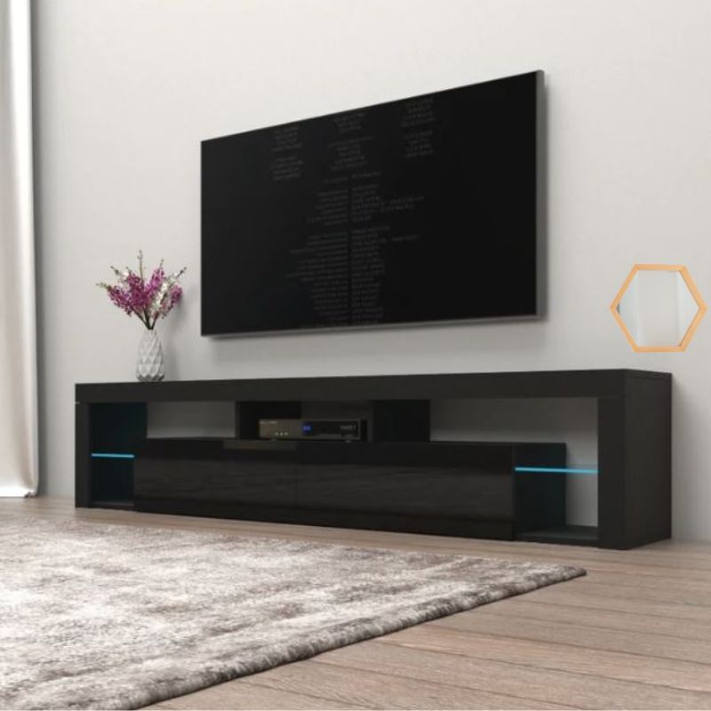 NNEDSZ Modern TV Cabinet Living Room Furniture 200cm Black