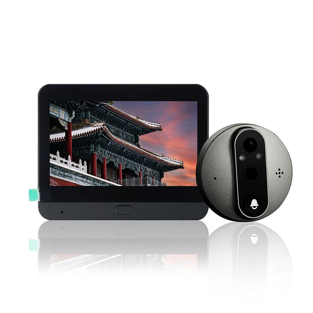 NNEDSZ 4.3 Inch Colour Screen Graffiti Hidden 1080P Wifi Smart Cat Eye Video Doorbell - Black