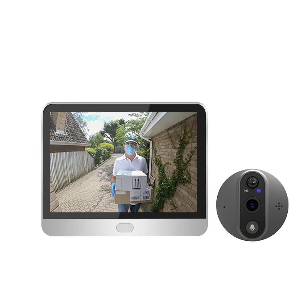 NNEDSZ 4.3 Inch Colour Screen Graffiti Hidden 1080P Wifi Smart Cat Eye Video Doorbell - Black