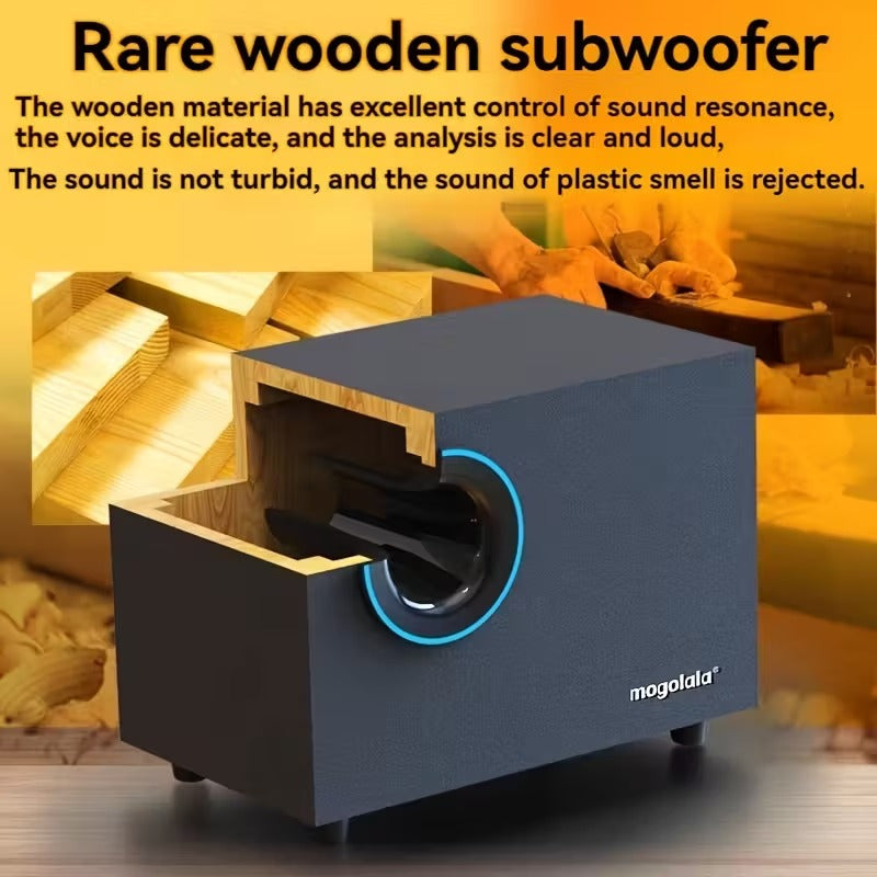 NNETM Wooden Computer Speaker with Bass